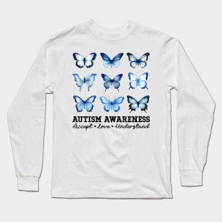 In April We Wear Blue Butterfly Autism Long Sleeve T-Shirt